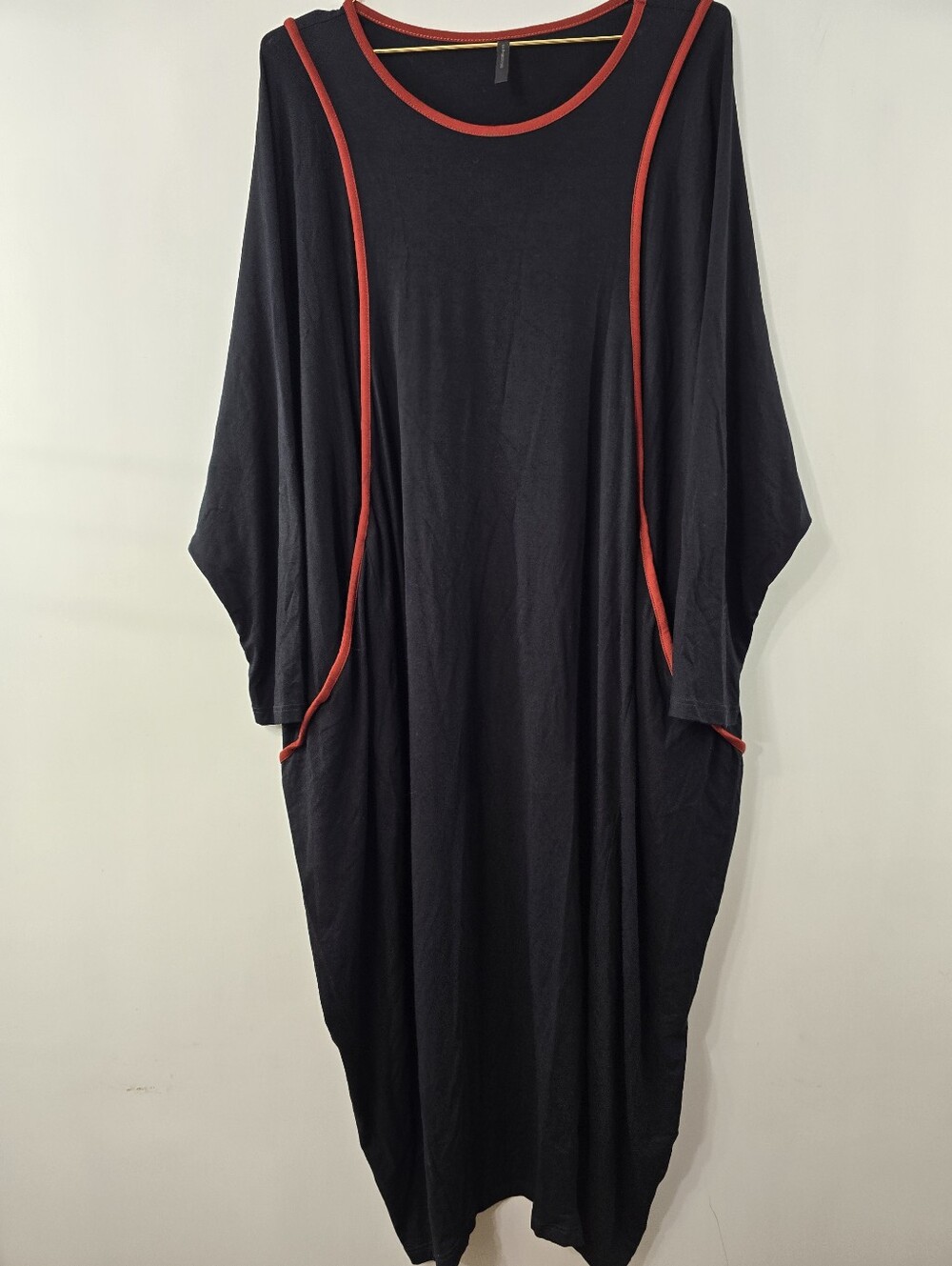 Kedem Sasson Kaftan Caftan Midi Dress Frock Cocoon Lagenlook Piped One Size OS